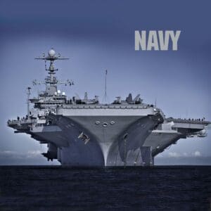 A large navy ship in the ocean with text " navy ".